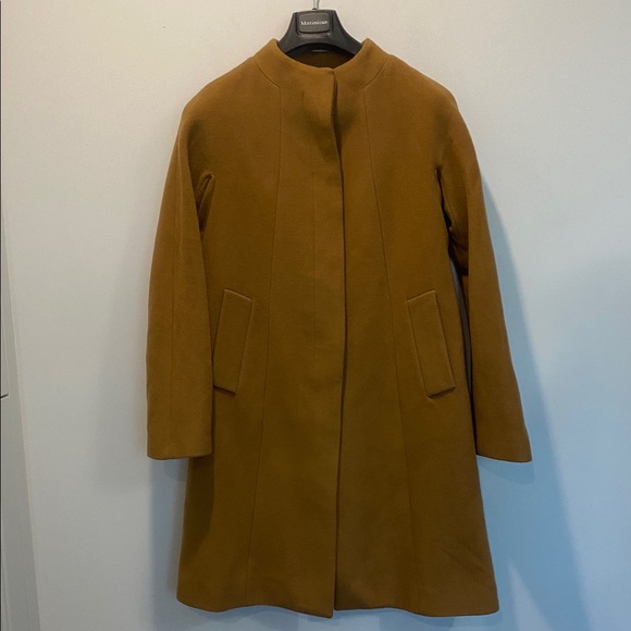 Talbots Virgin Wool Caramel Tan Winter Trench Coat Size 6 Button Front, Pockets - Picture 12 of 15